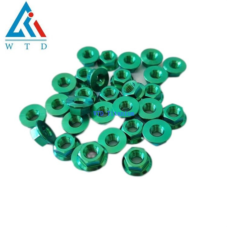 Green color titanium flange nuts